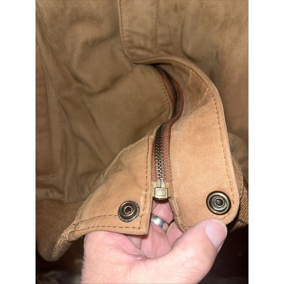 Vintage 90s Marlboro Brown Leather Bomber Jacket With Map Lining Design Men's L - Picture 5 of 11